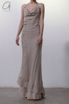 marc le bihan two-piece embellished maxi dress 21221 BEIGE